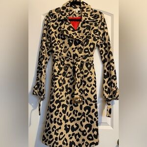 Chic Leopard Print Belted Trench Coat